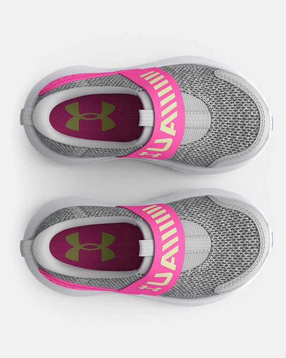 Girls' Infant UA Surge 3 Slip Running Shoes, Gray, pdpMainDesktop image number 2
